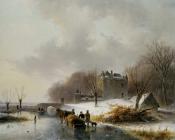 安德列亚斯 Schelfhout : Frozen cana near castle sun web